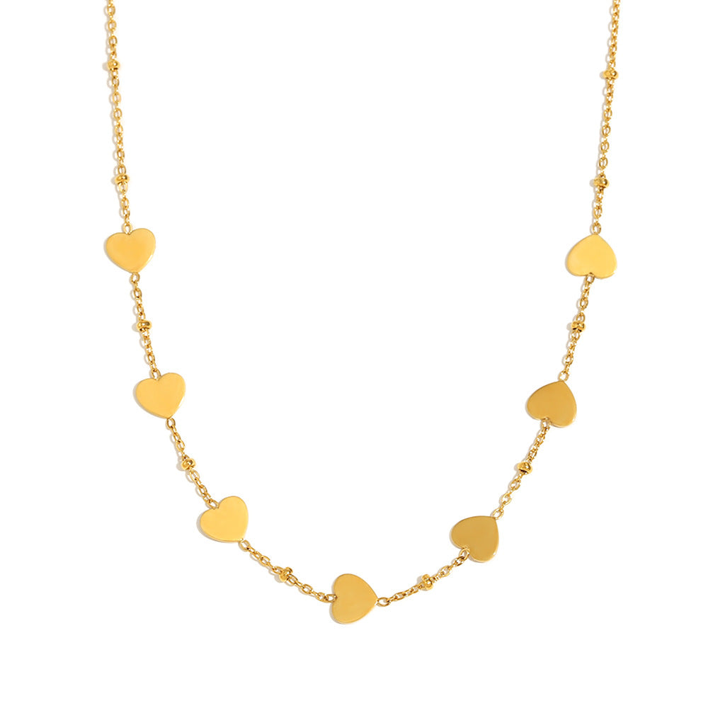 Collana da donna a forma di cuore e lacrima, placcata in oro 18 carati, in acciaio inossidabile, con fiore in zircone e perline