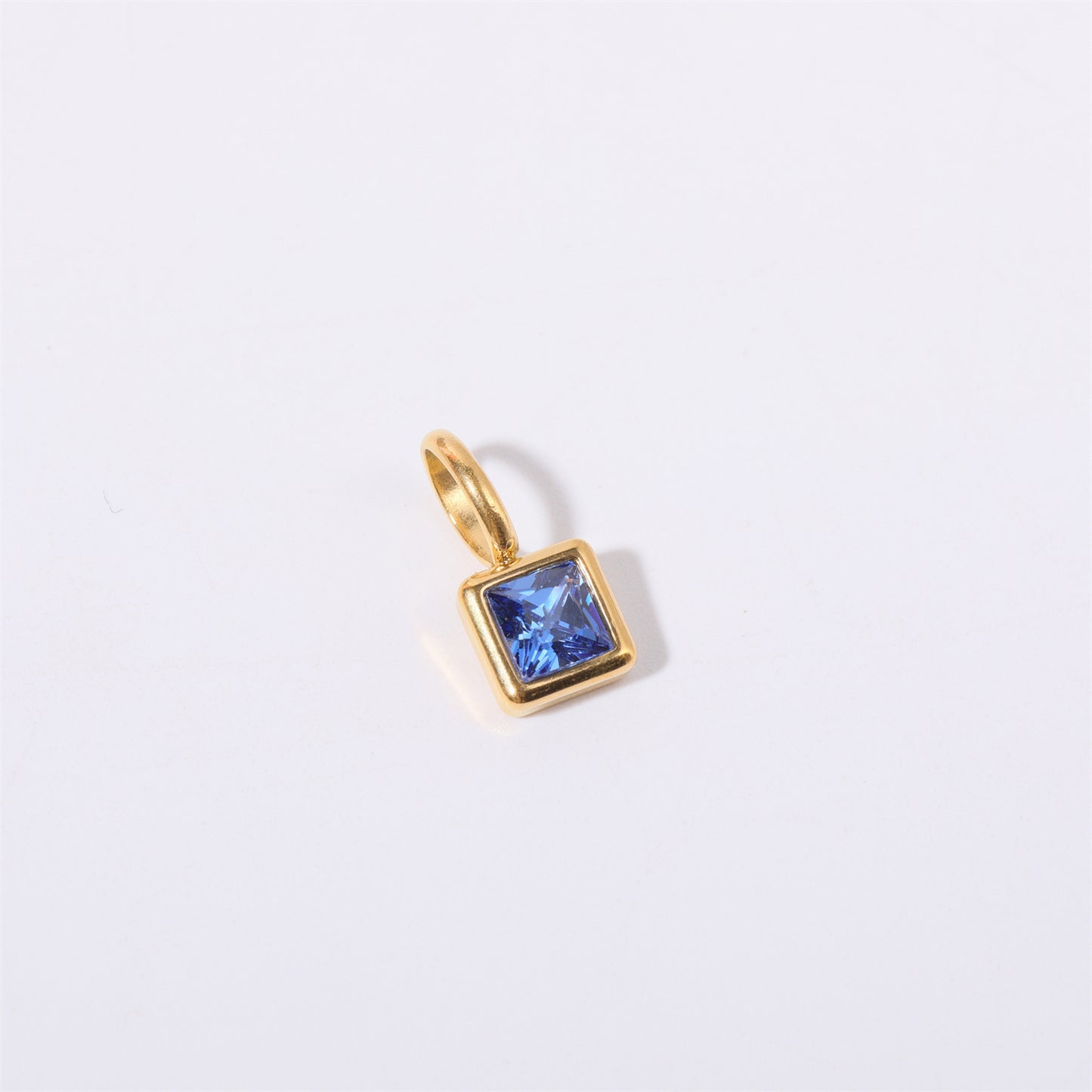 Minimalist Square Titanium Steel Gemstone Pendant with Cubic Zirconia Inlay DIY Charm Bar Necklace for Women