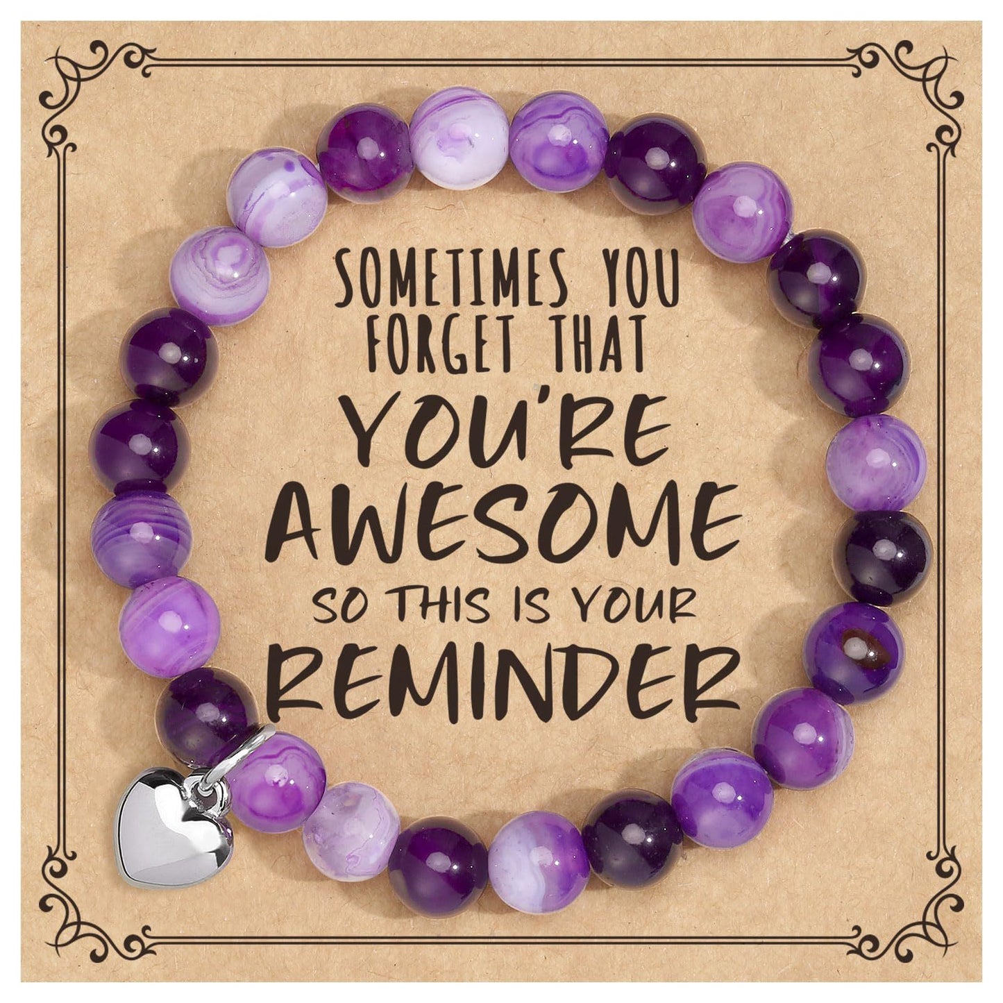 Unisex Heart Natural Stone Beaded Bracelet