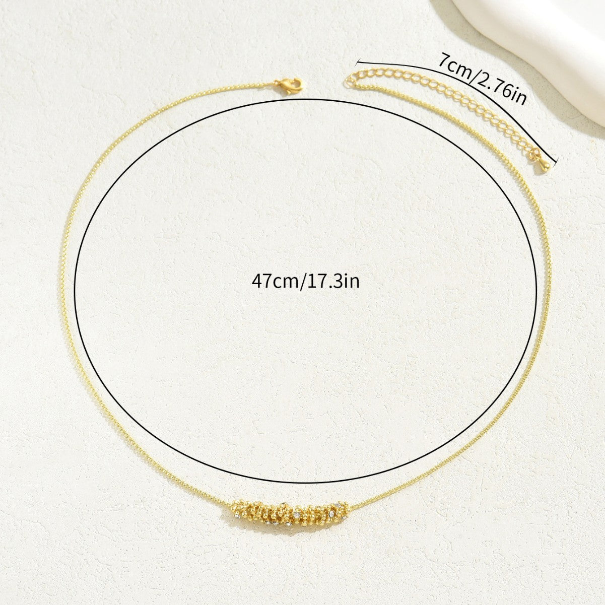 Collana con Pendente dal Design Geometrico da Donna con Intarsio in Zirconia Cubica su Catena di Rame, Collana Minimalista alla Moda per Clavicole