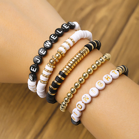Casual Geometric Round Polymer Clay Seed Bead Bracelet Set Handmade Unisex Jewelry