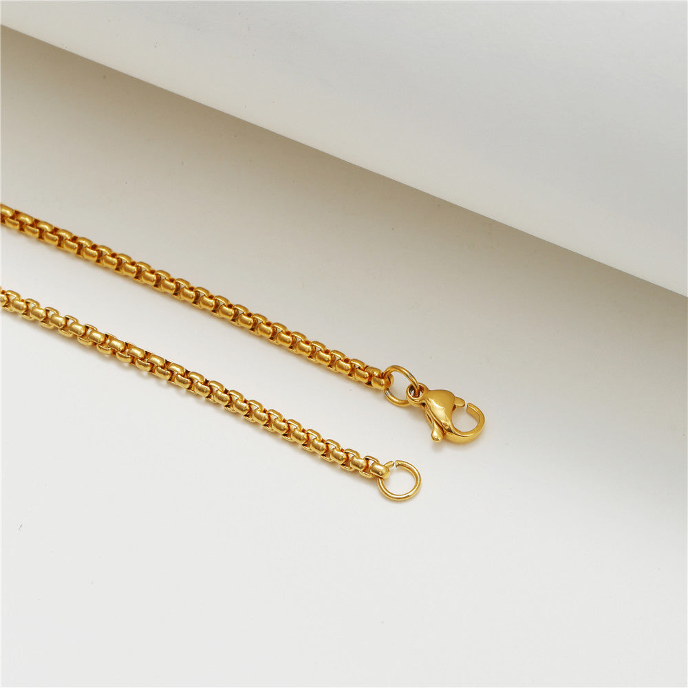 Geometric Stainless Steel Plated Necklace with Alloy Pendant for Men and Women