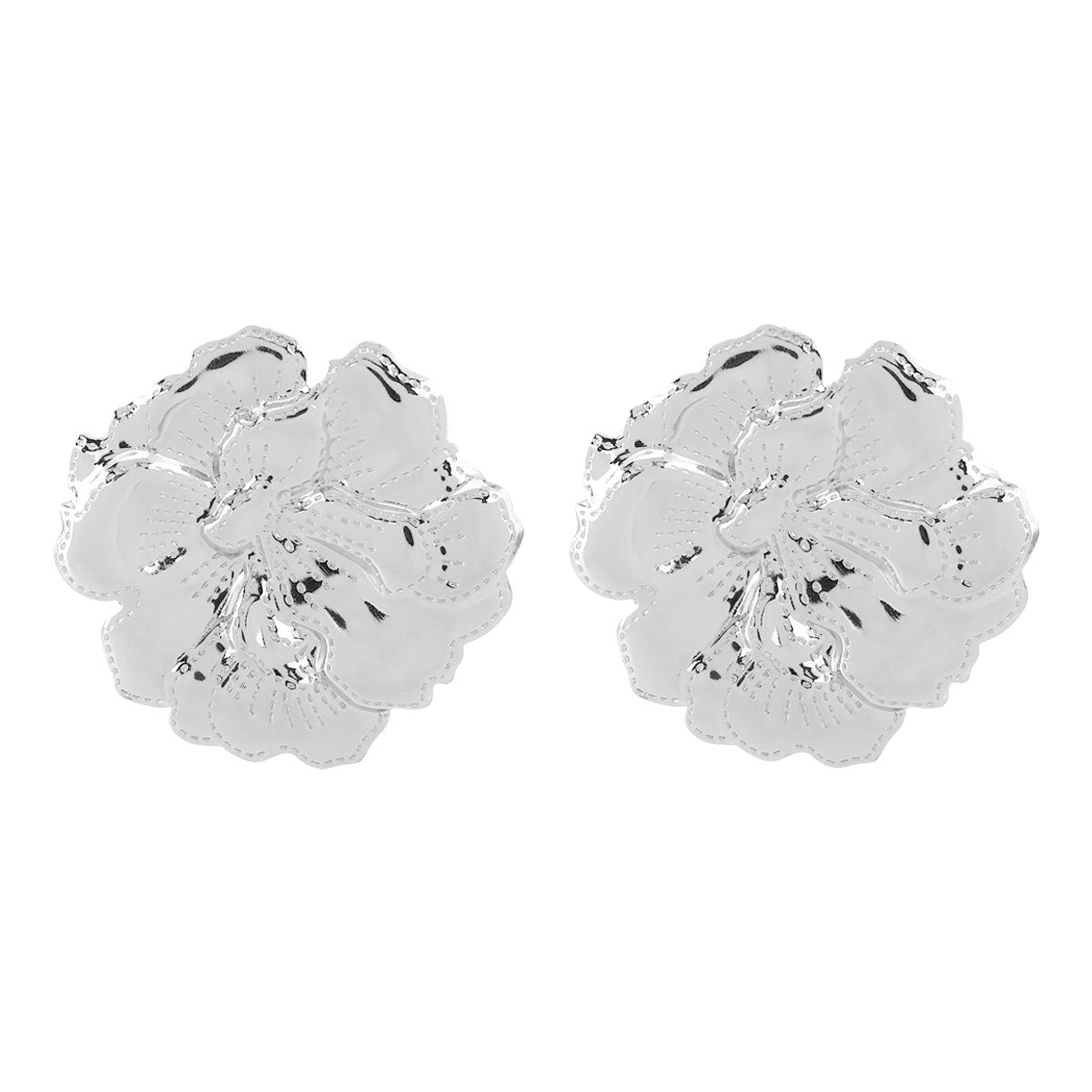 Orecchini Floreali Vintage da Donna in Lega con Finitura Placcata, Design Elegante a Volant