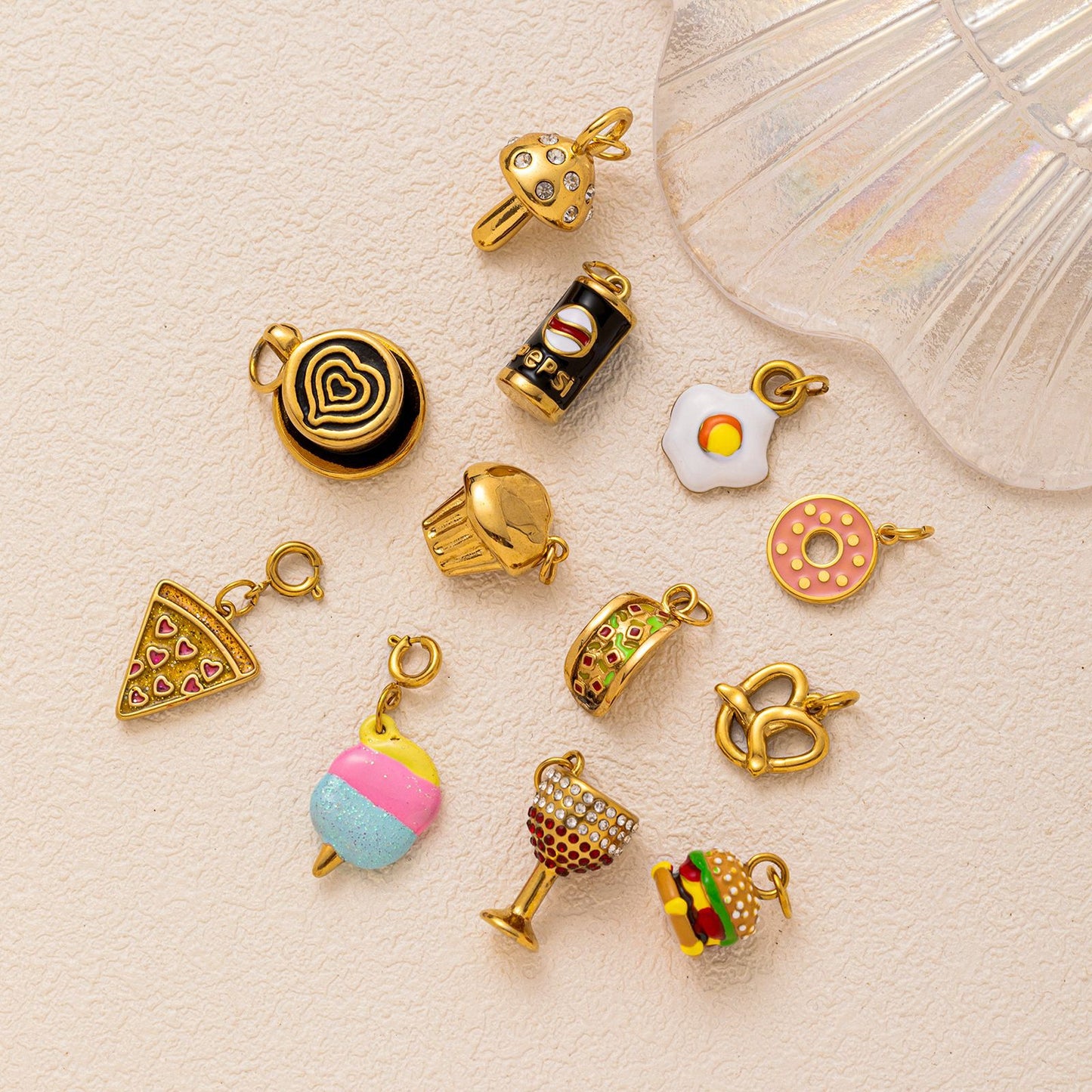 Vintage Stainless Steel PVD Gold Plated Ice Cream Burger Charm Bar