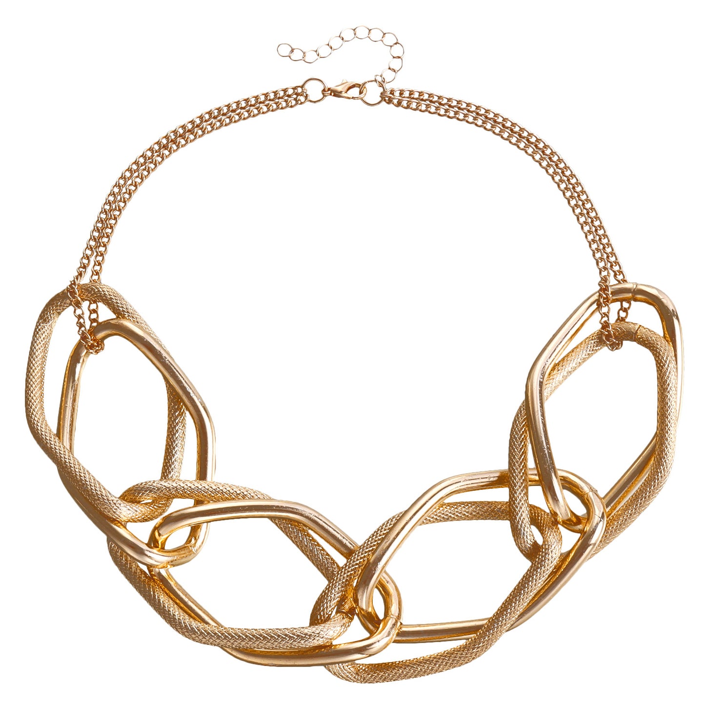 Geometric Fashion Necklace for Women with Electroplated Metal Chain and Bold Chunky Design