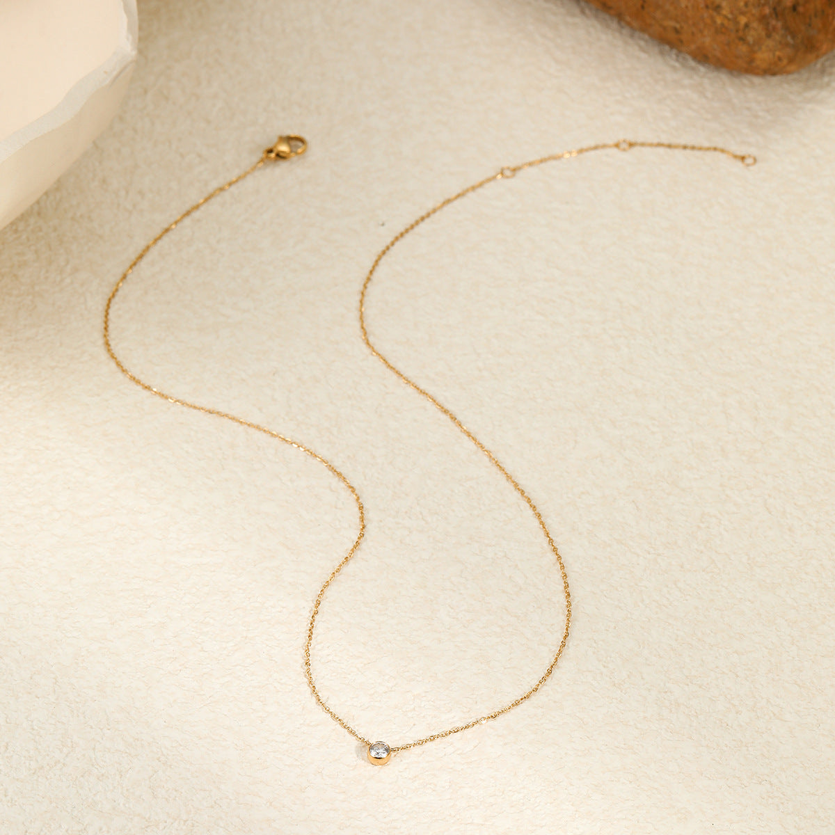 Collar de acero inoxidable geométrico minimalista, delicado, con acabado chapado, para mujer