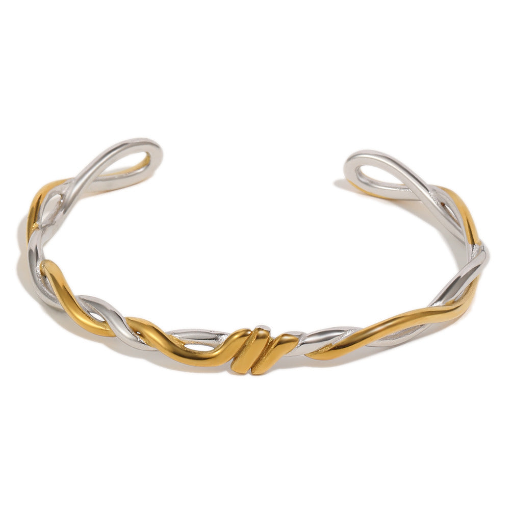 Elegant 18K Gold Plated Stainless Steel Geometric Knot Bangle