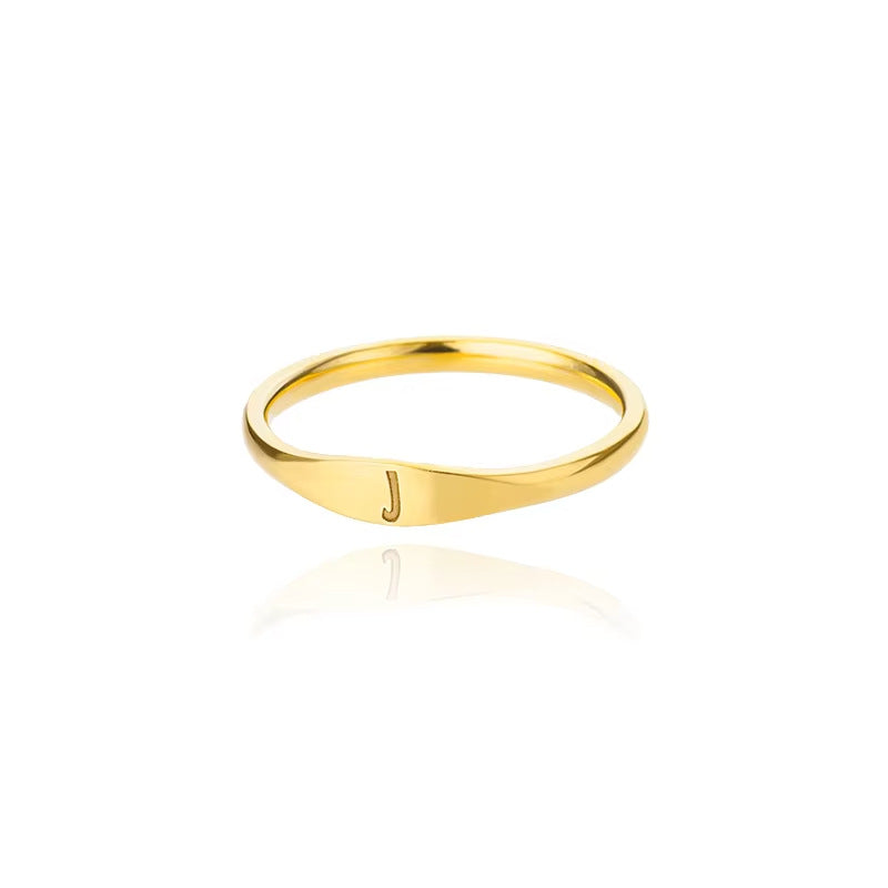Minimalist Luxury Plated Stainless Steel Letter Ring Unisex