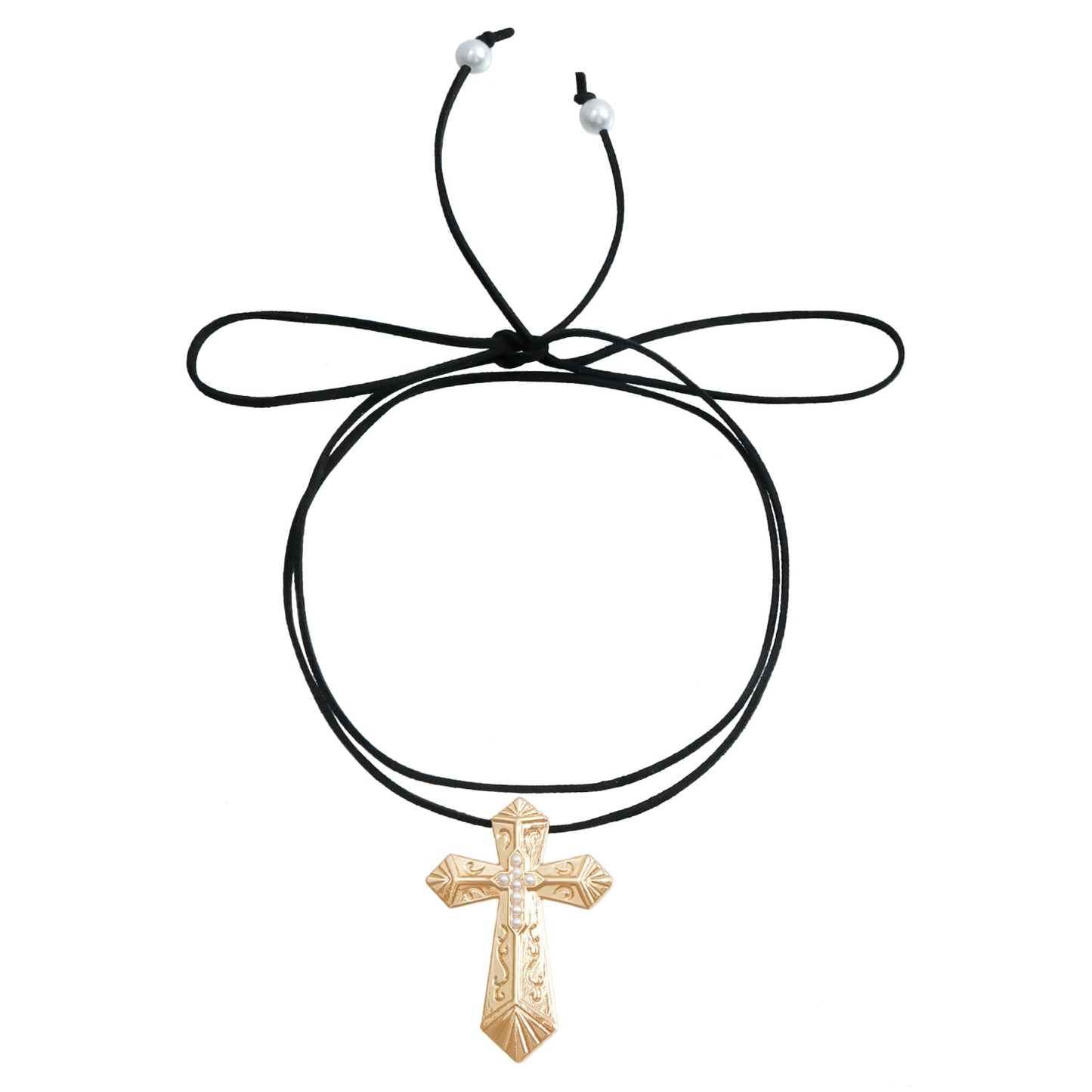 Vintage Cross Pendant Necklace for Women with Alloy Material and Plated Finish on Clavicle Chain