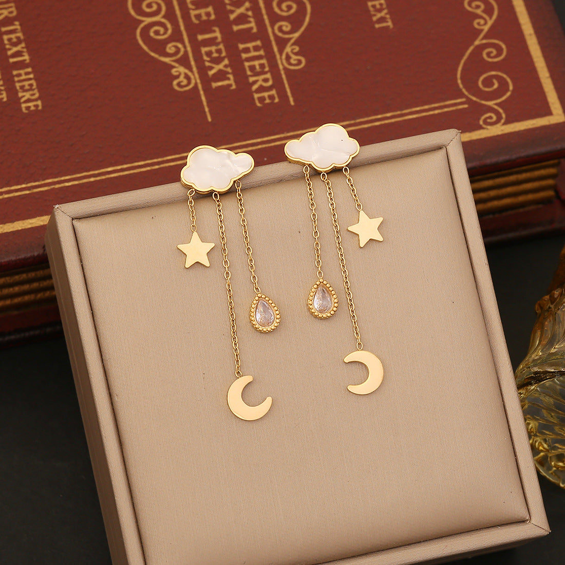 Geometric Cloud Pendant Necklace in Stainless Steel with Plated Finish for Women