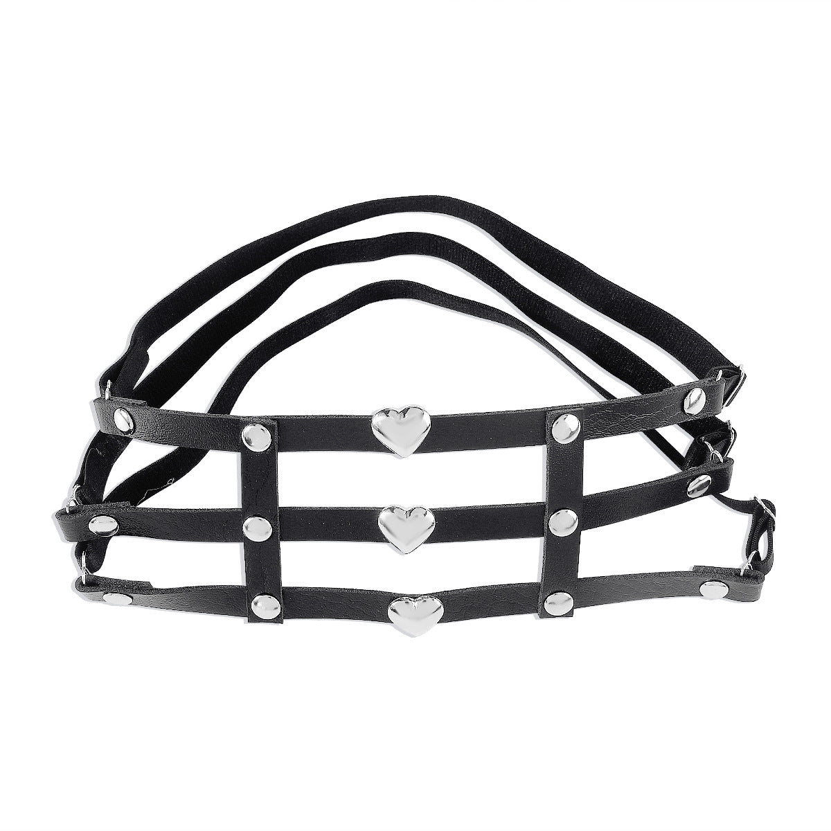 Tobillera estilo punk en forma de corazón de PU y aleación con tachuelas para mujer
