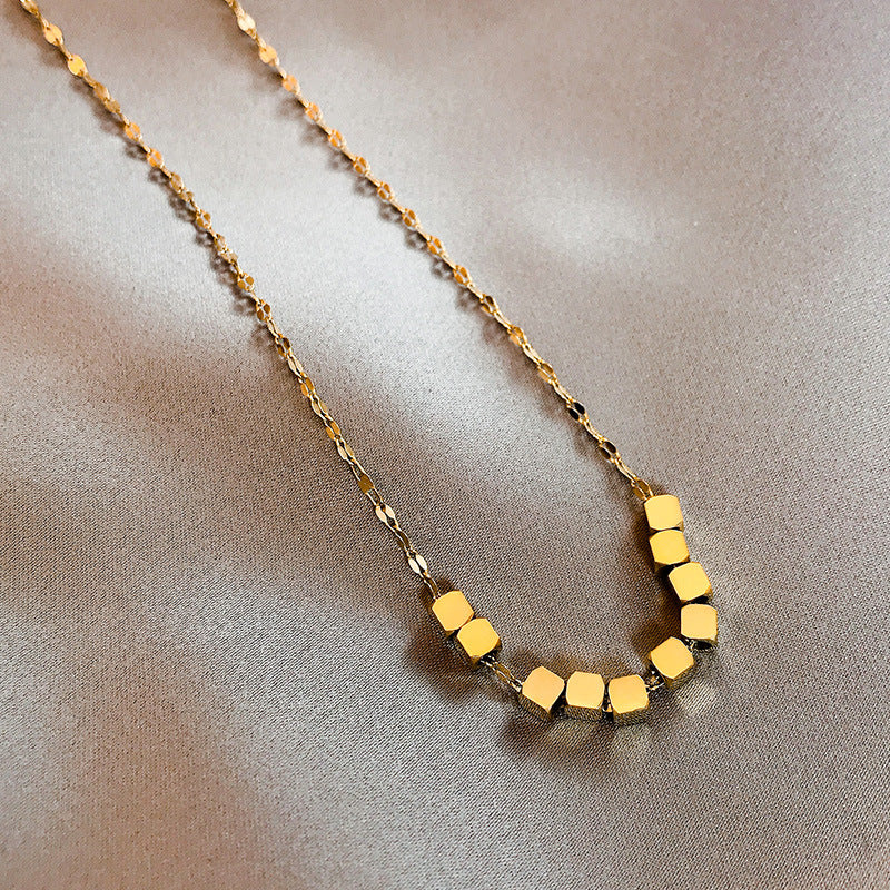 Geometric Titanium Steel Plated Lips Necklace for Women with Adjustable Length and Minimalist Aesthetic