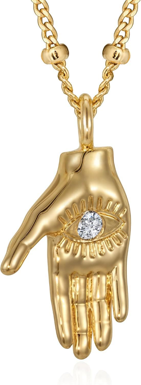 Punk 14K Gold Plated Brass Round Geometric Rhinestone Cuban Link Chain Necklace for Women