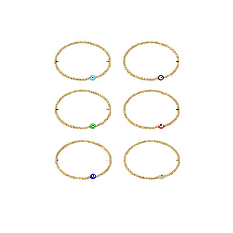 Bohemian Geometric Evil Eye Hematite Plated Bracelet Set for Women