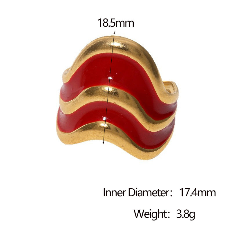 Minimalist French Luxury Adjustable Open Ring in Stainless Steel with 18K Gold Plating for Women