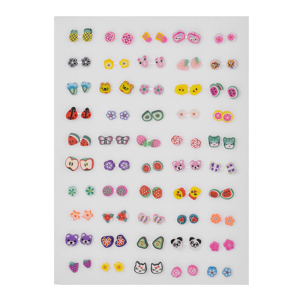 Cute Cartoon Geometric Round Resin Drip Oil Stud Earrings for Women