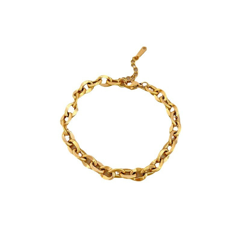 Pulsera Vintage Étnica Bohemio de Acero Titanio con Baño de Oro para Mujer y Hombre