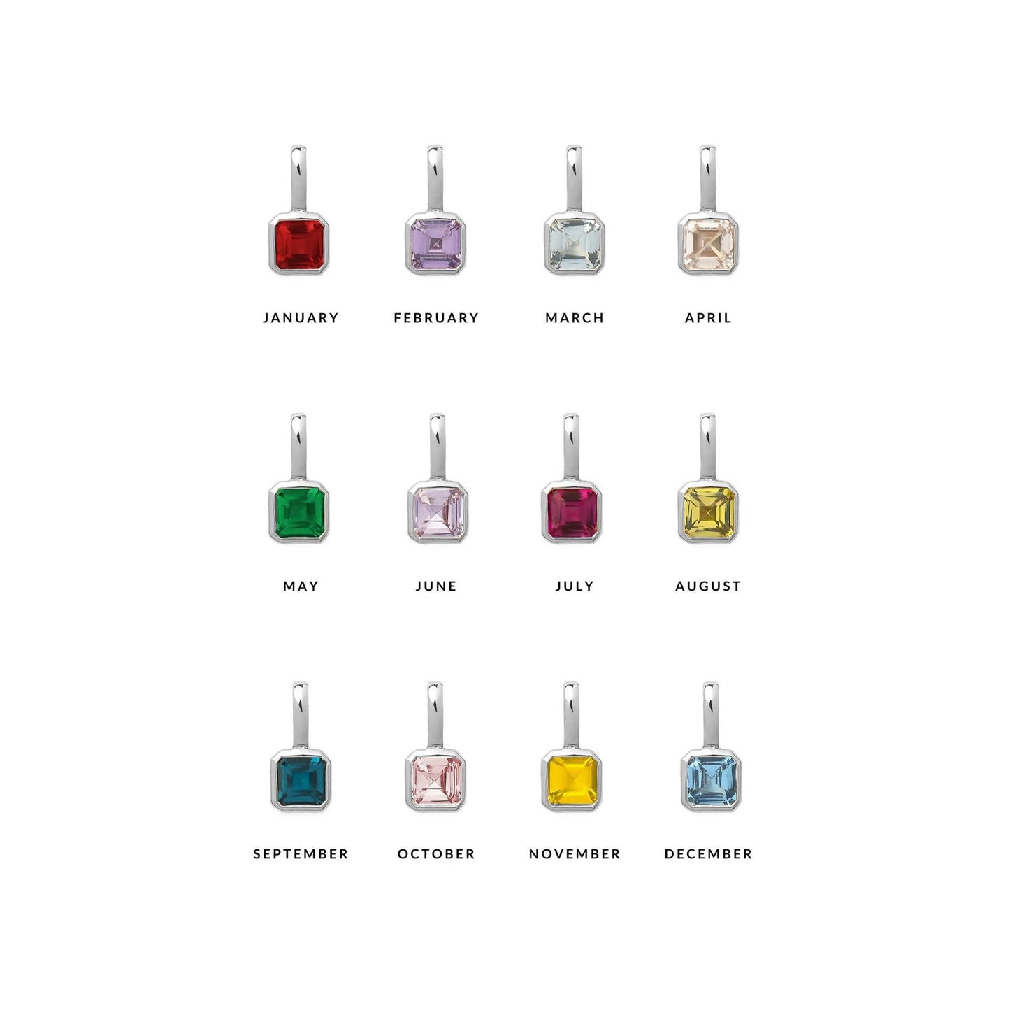 Minimalist Square Titanium Steel Gemstone Pendant with Cubic Zirconia Inlay Charm Bar for Women