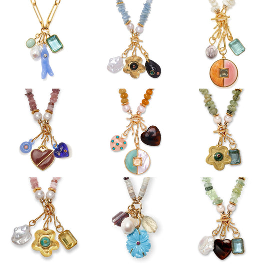 Fashion Gold Plated Brass Heart and Floral Jade Pendant Charm Bar Necklace for Unisex