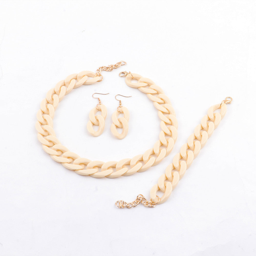 Minimalist Sweet Geometric Acrylic Pendant Necklace Set for Women