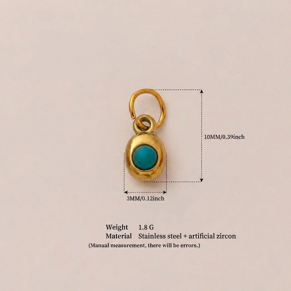 Vintage Geometric Stainless Steel 18K Gold Plated PVD DIY Charm Bar Necklace with 12 Birthstones