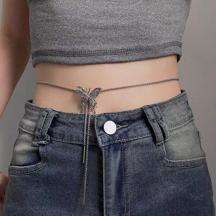Catena da cintura in acciaio inossidabile stile Hip Hop da donna con finitura liscia minimalista, lunghezza regolabile per abiti e gonne