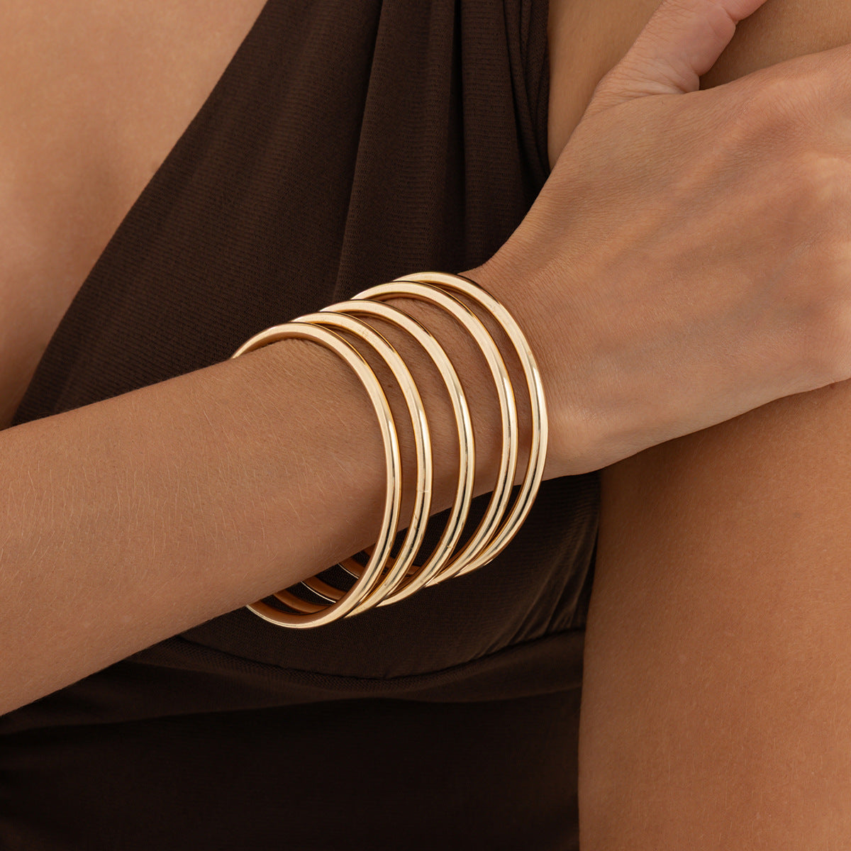 Minimalist Geometric Iron Plated Bangle Bracelet
