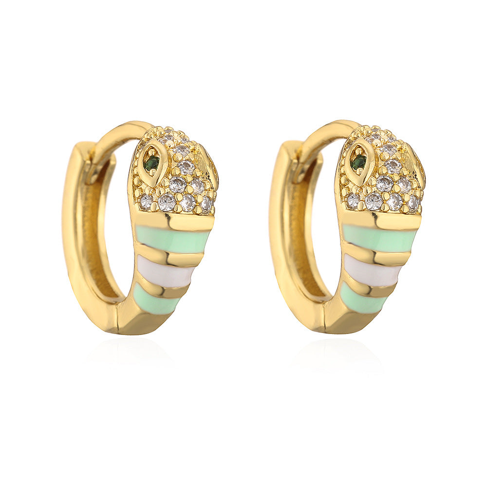 Bohemian Style Geometric Copper Earrings with 18K Gold Plating and Enamel Finish for Women