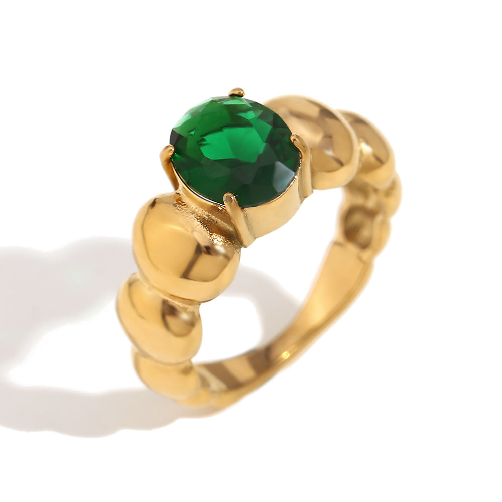 Anello da donna in acciaio inossidabile con placcatura in oro 18 carati, stile geometrico vintage