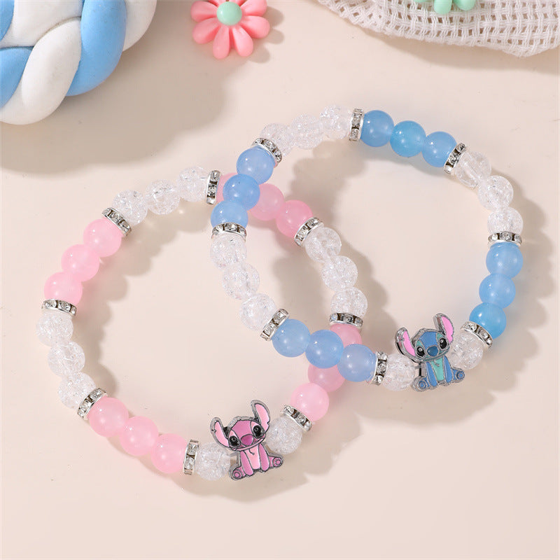 Pulsera de estrella hecha a mano para niñas con cuentas de resina plástica y acentos de cristal transparente