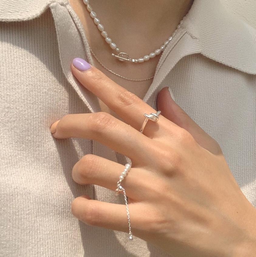 Anillo de cuerda trenzada de plata de ley 925 con forma de corazón estilo natural para mujer