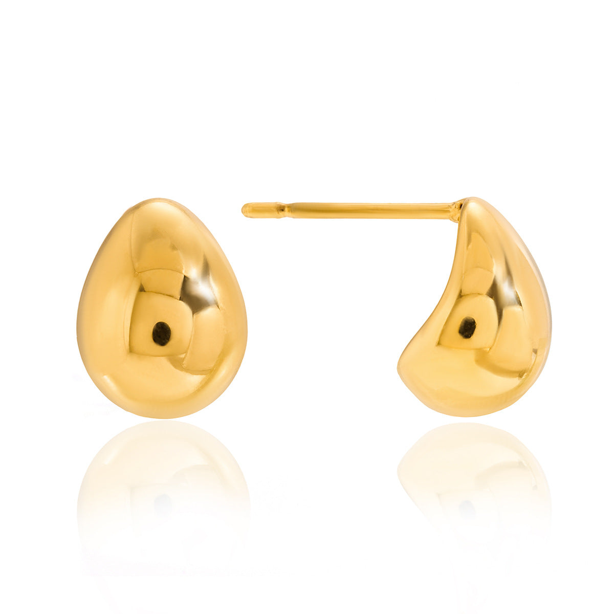 Pendientes de tuerca con forma de gota de agua geométrica de moda, chapados en oro de 18 quilates, de acero inoxidable, joyería hipoalergénica para mujer