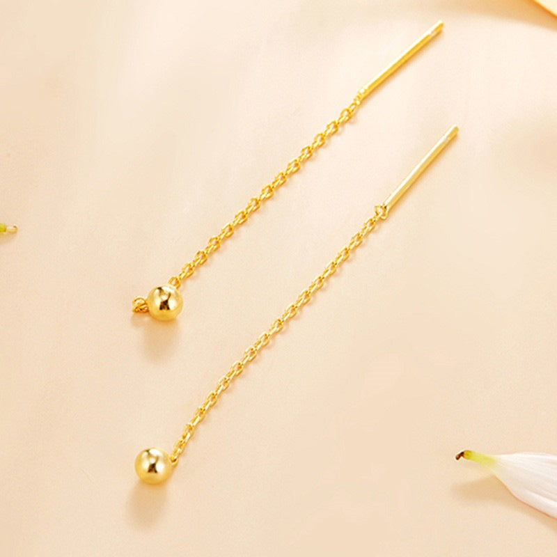 Sweet Gold Filled Titanium Steel Heart Teardrop Tassel Drop Earrings