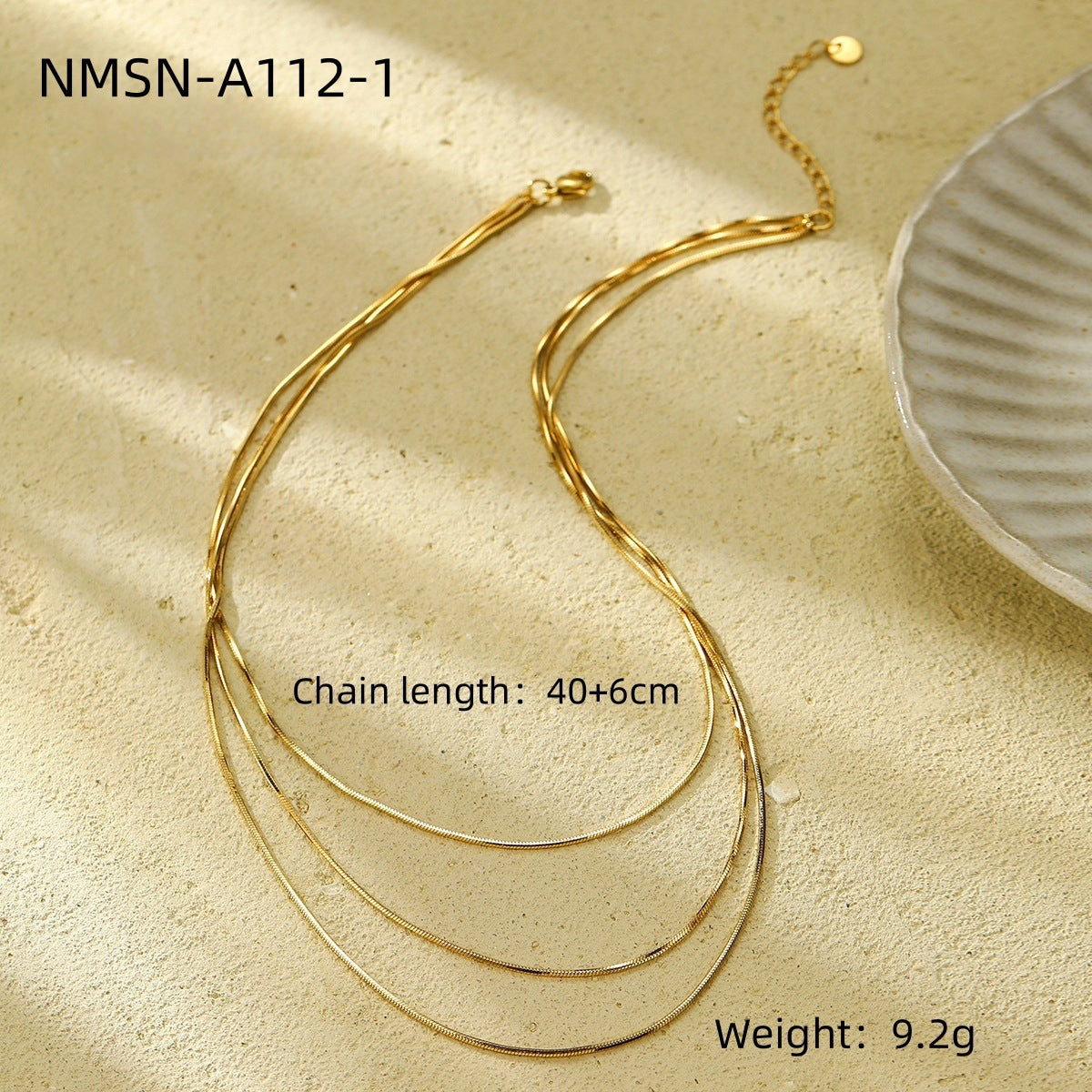 Collana a Catena Serpente Geometrica Minimalista in Acciaio Inossidabile per Donna con Ciondolo in Acciaio al Titanio Placcato Oro 18K