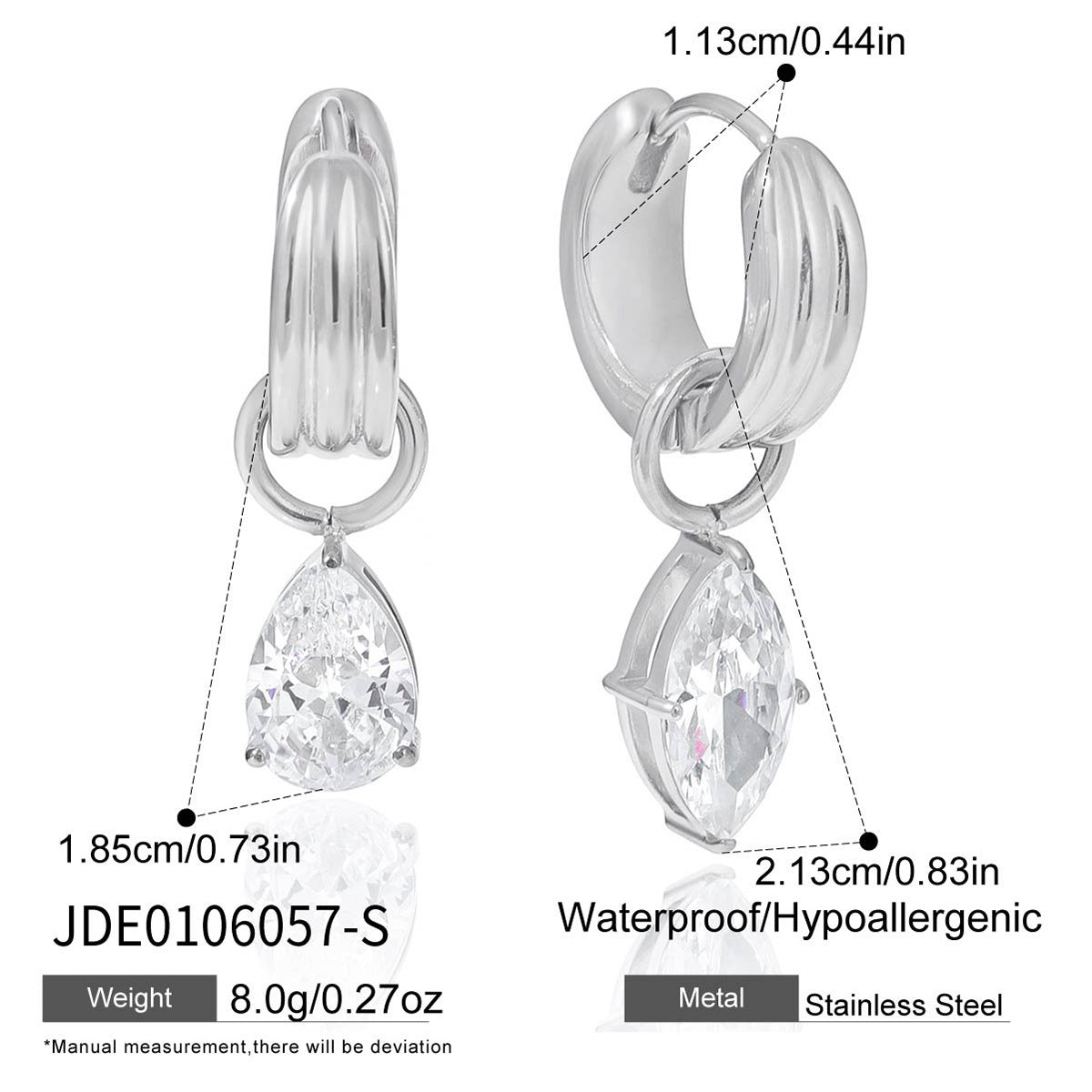 Elegant Geometric Round Stainless Steel Plated Cubic Zirconia Hoop Earrings for Women