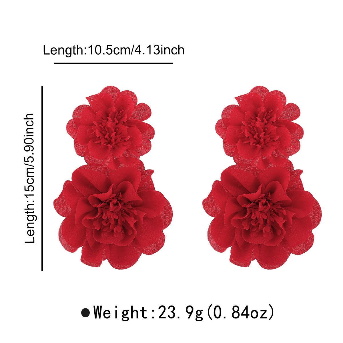Elegantes Pendientes Florales de Gasa de Tamaño Grande para Mujer con Artesanía Hecha a Mano y Diseño de Flores Botánicas