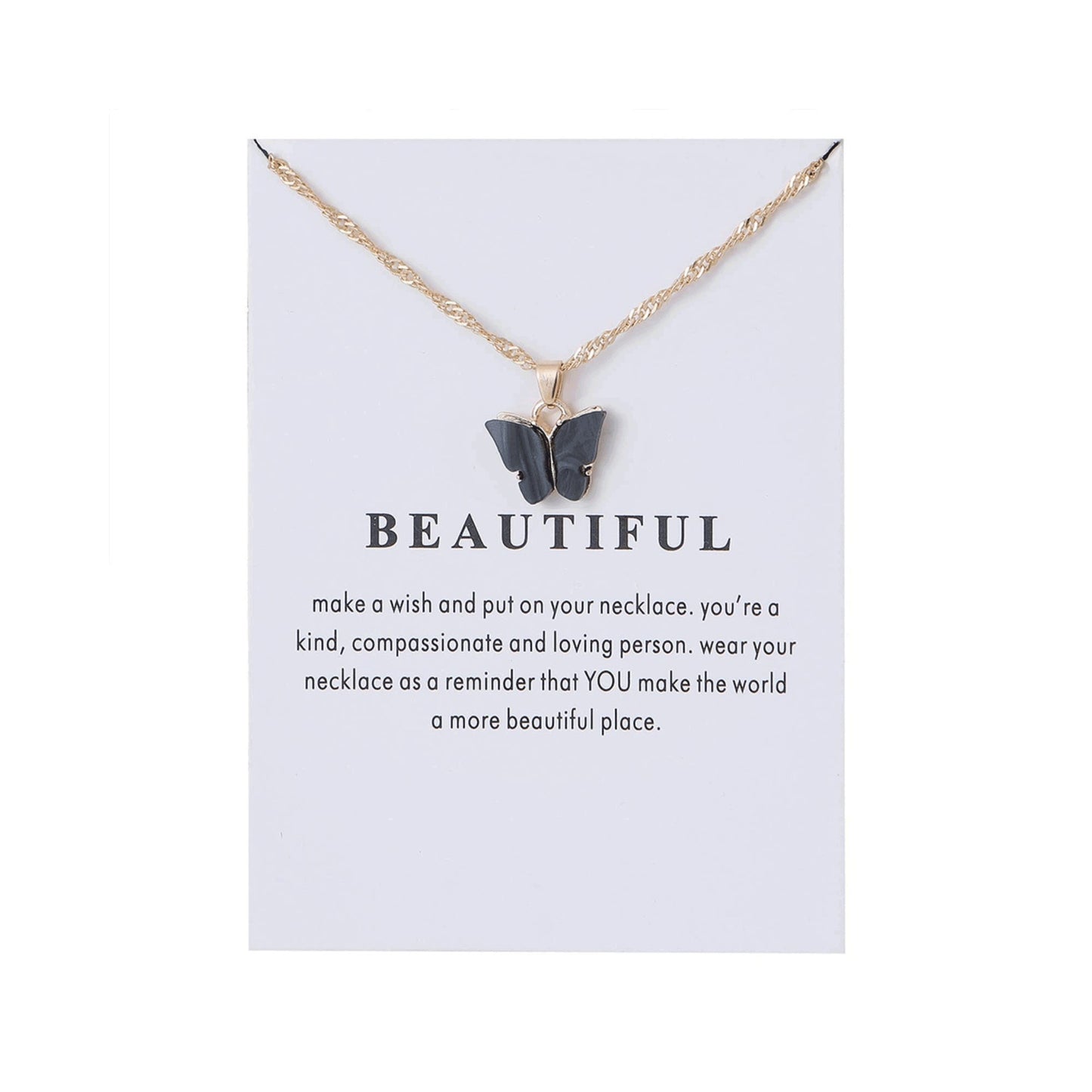 Sweet Minimalist Butterfly Acrylic Pendant Necklace for Women