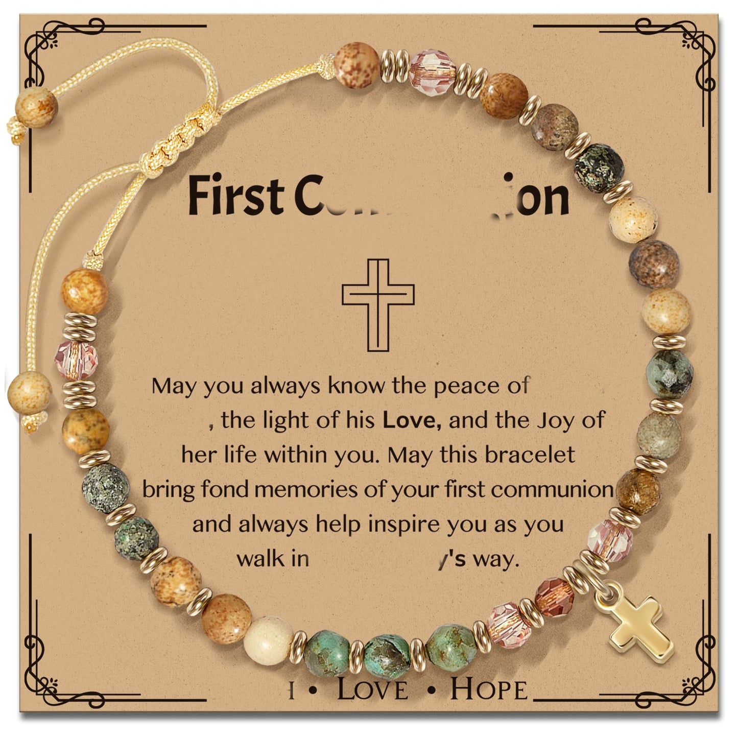 Minimalist Natural Agate Cross Pendant Bracelet for Women