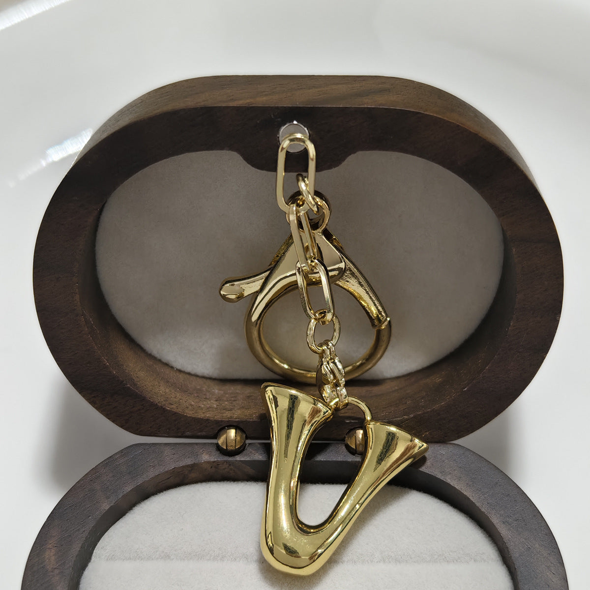 Minimalist 18K Gold Plated Letter Pendant Keychain for Brass