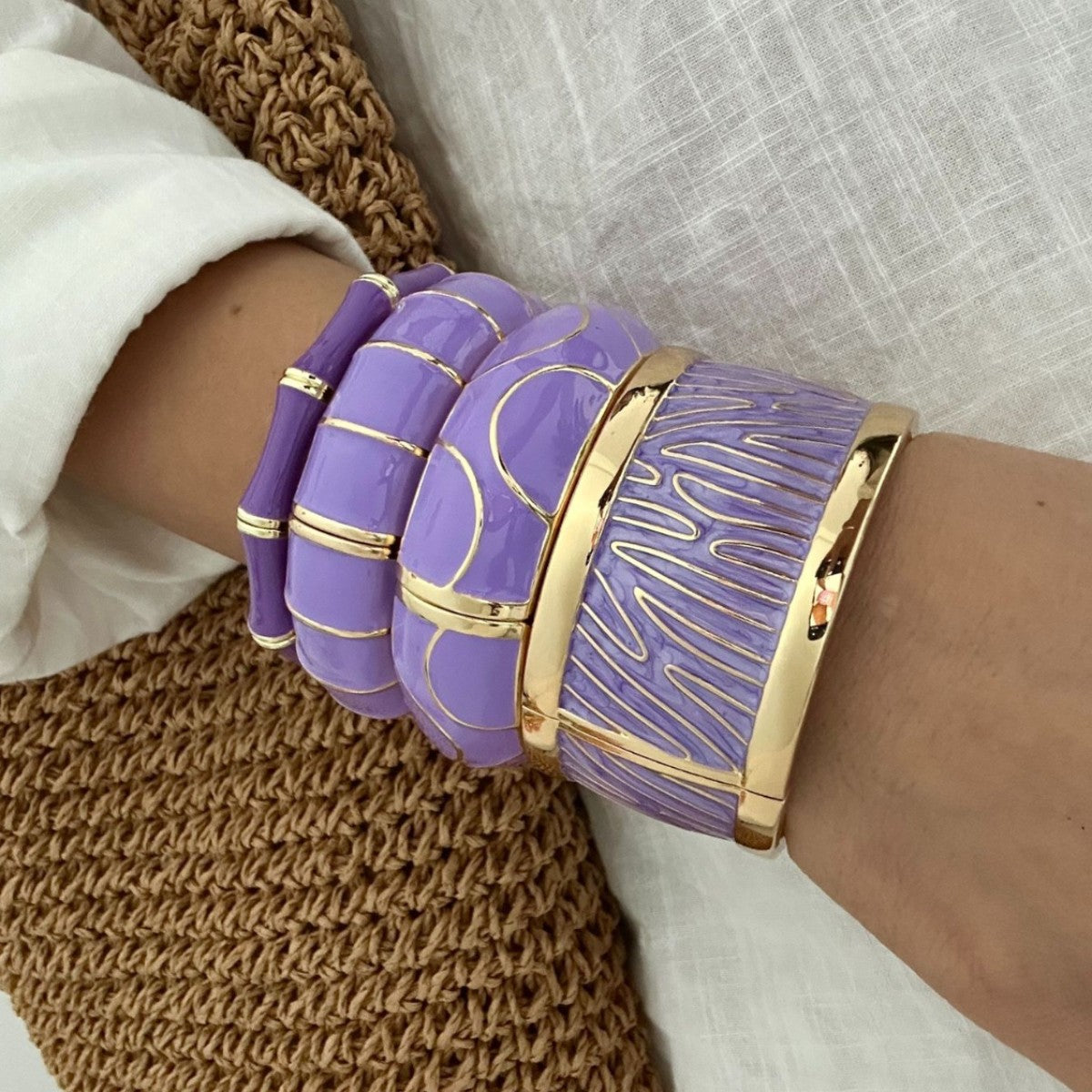 Bracciale Elastico Aperto Geometrico in Lega Placcata ad Olio Sgocciolante Boemo Colorato