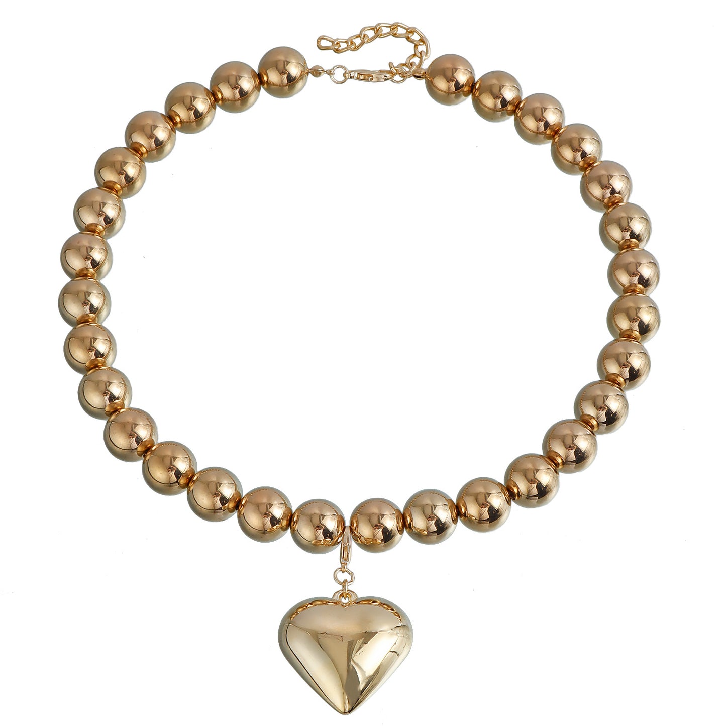 Geometric Beaded Necklace for Women with CCB Heart Pendant Electroplated Snake Chain Fashionable Clavicle Necklace