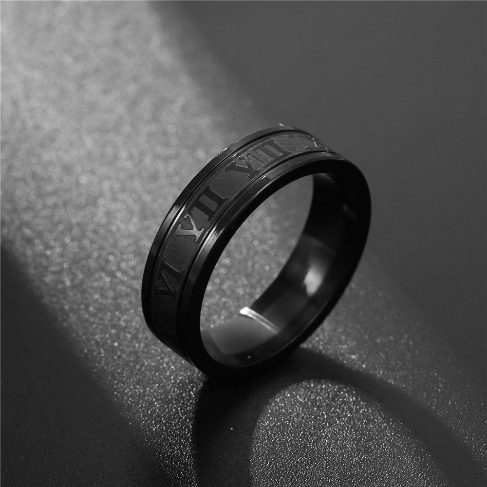 Hip-hop Punk Geometric Plated Stainless Steel Ring with Number Design for Unisex