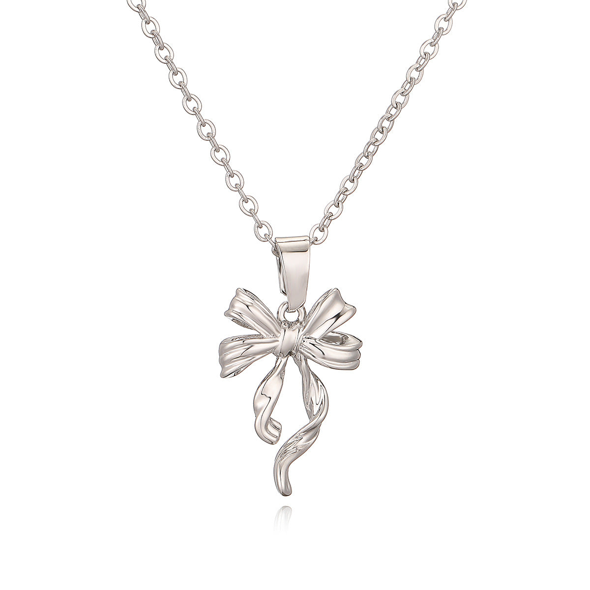 Collana con ciondolo a fiocco minimalista in rame da donna, catena versatile per clavicola