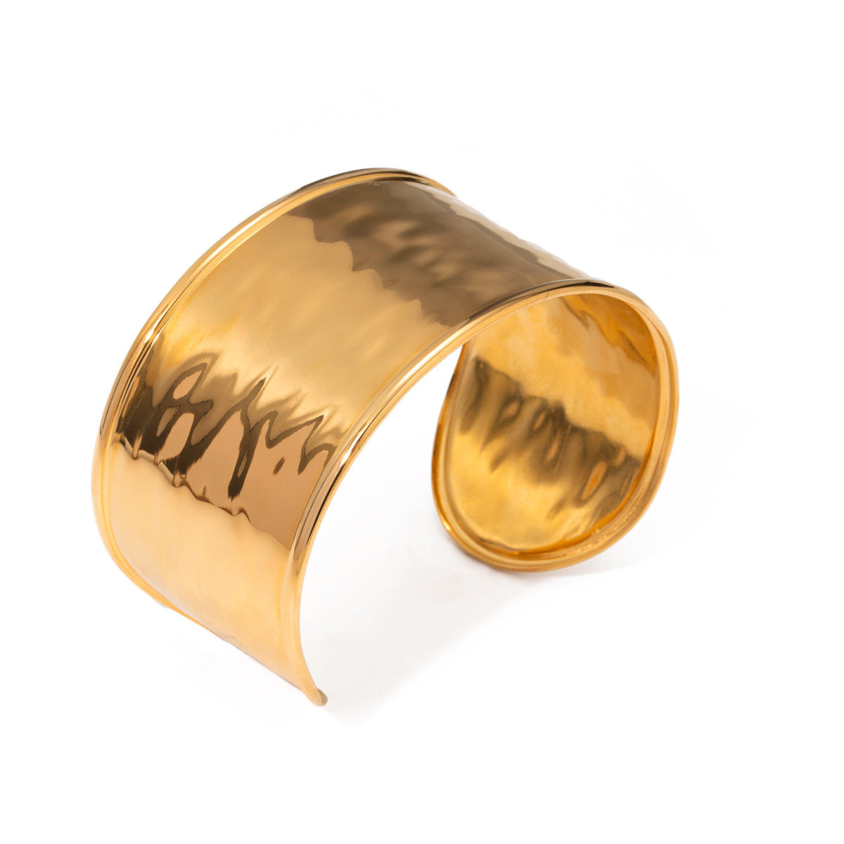 Minimalist 18K Gold Plated Geometric Brushed Stainless Steel Cuff Bracelet
