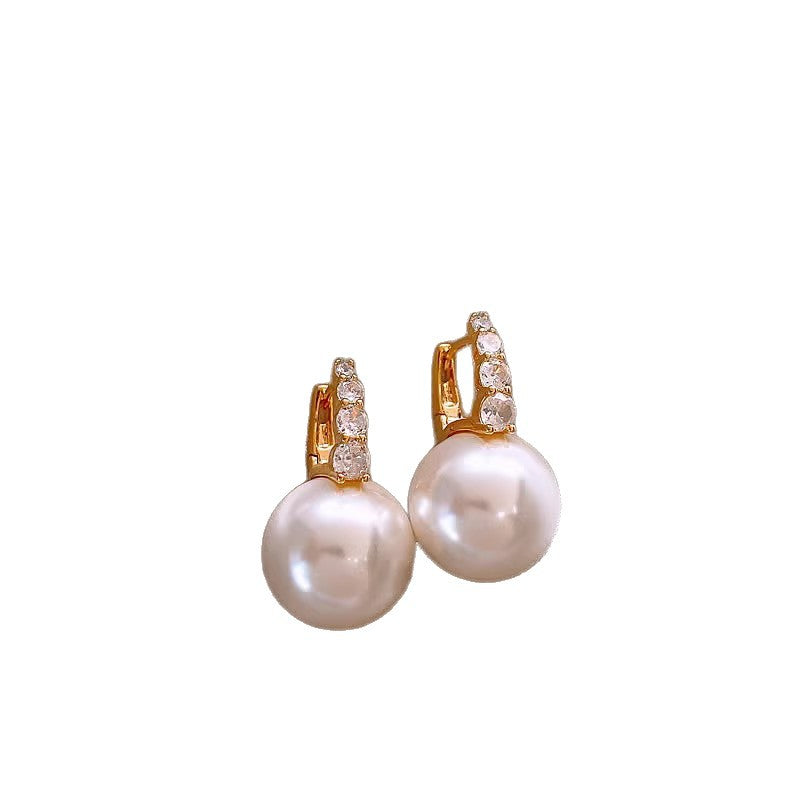 Orecchini a perno con perle stile vintage francese elegante con perni in acciaio placcato per donna, uso quotidiano, design rotondo geometrico minimalista, look di lusso