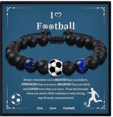 Sporty Matte Geometric Tiger Eye Agate Beaded Bracelet for Men Women