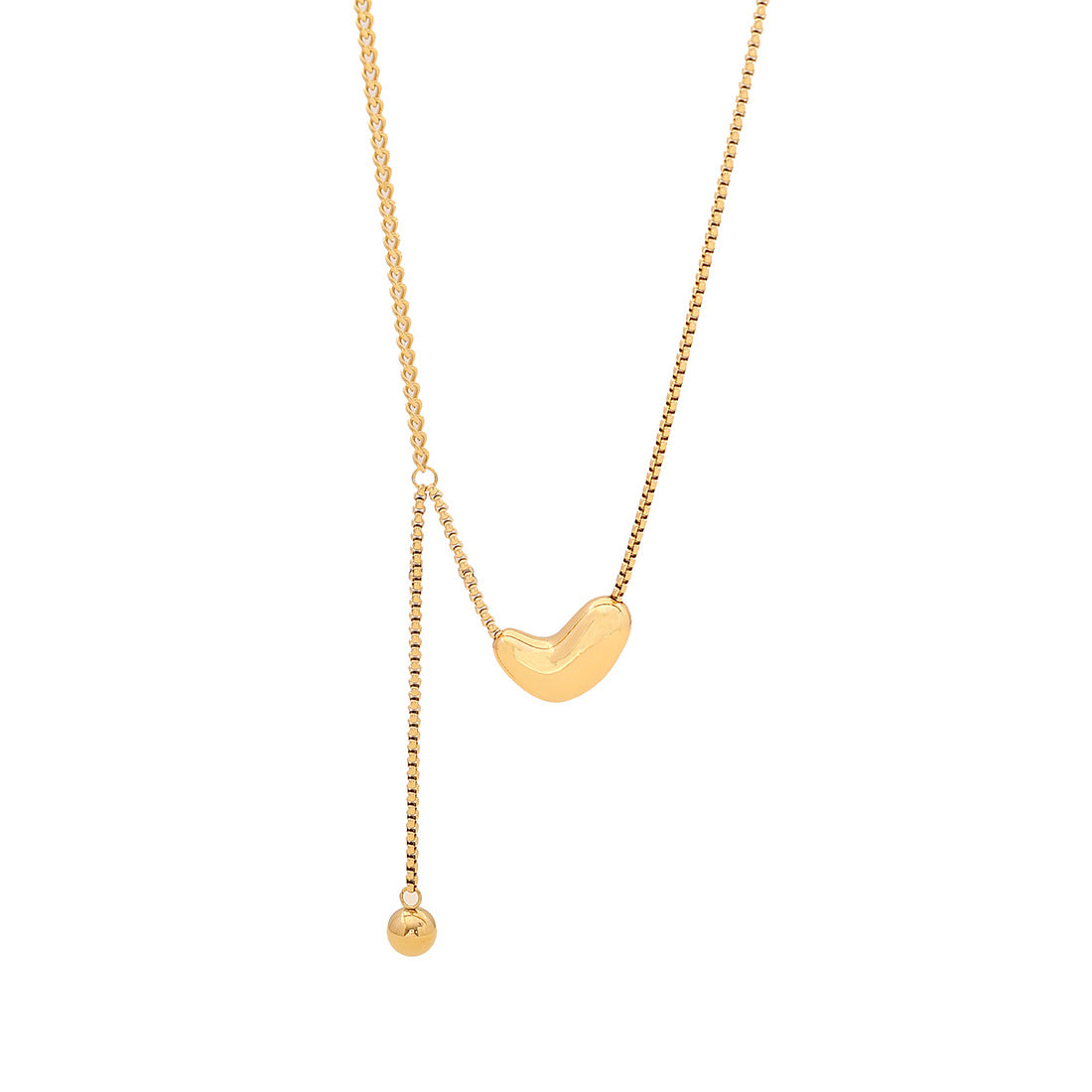 Collana da Donna Elegante Stile OL con Ciondolo a Cuore in Acciaio Inossidabile, Finitura Placcata e Catena a Serpente