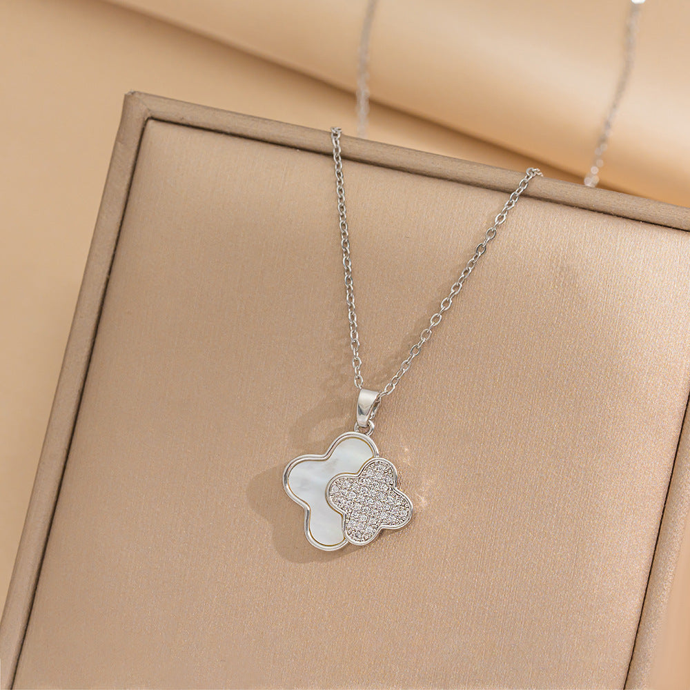 Minimalist Geometric Titanium Steel Necklace for Women with Gold Plating Locket Chain Fashion Accessory