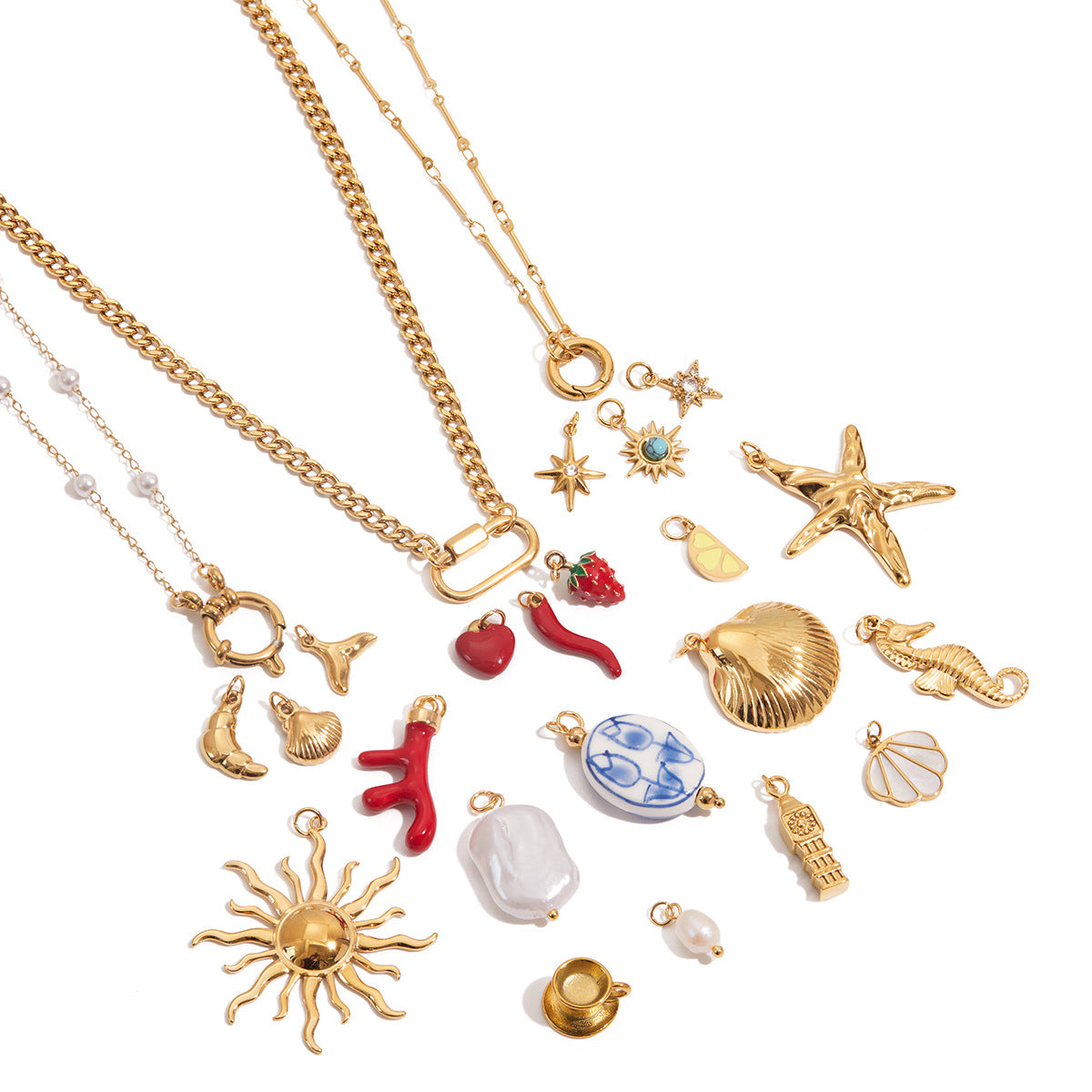 Charm a barra con perle minimalista in acciaio inossidabile per accessori fai-da-te di gioielli da donna
