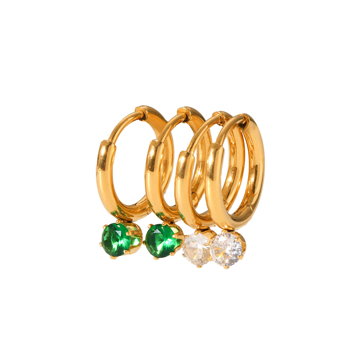 Orecchini a Cerchio Geometrici Minimalisti in Acciaio Inossidabile con Placcatura in Oro 18K e Zirconia Cubica da Donna